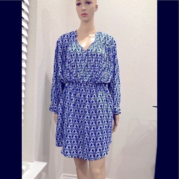 Maeve Anthropologie Aztec design v-neck belted mini dress w/pockets,fully lined. - Picture 1 of 7